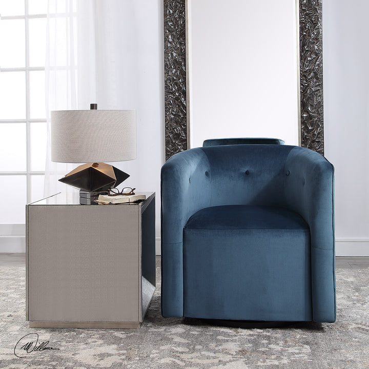 Mallorie Blue Swivel Chair - AmericanHomeFurniture