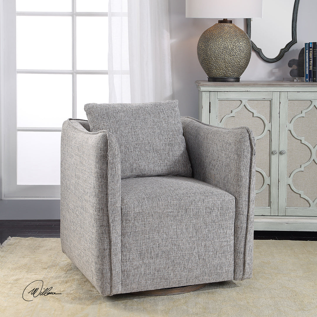 Corben Gray Swivel Chair - AmericanHomeFurniture