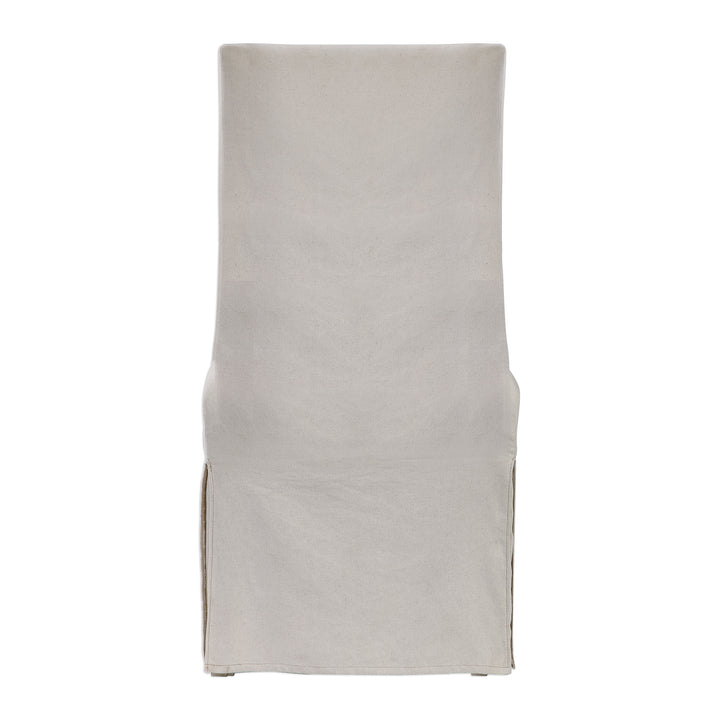 Coley White Linen Armless Chair - AmericanHomeFurniture