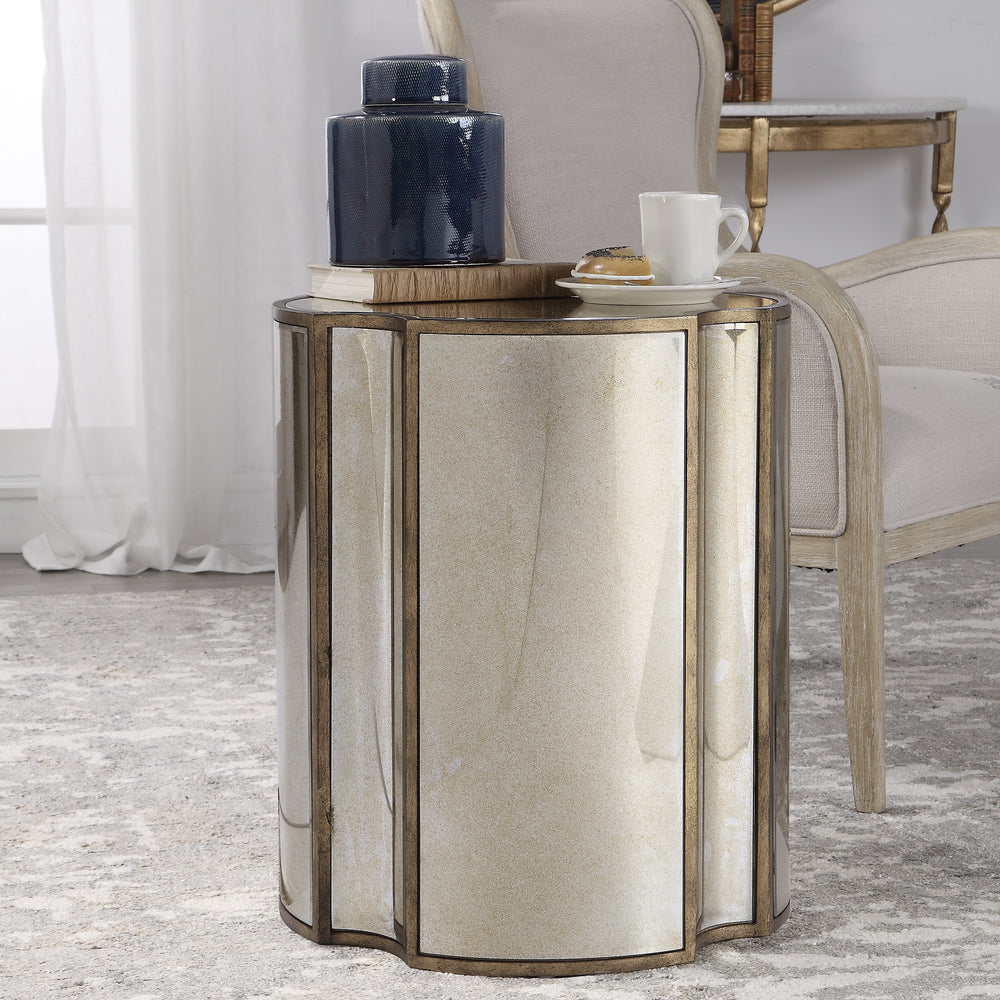 HARLOW MIRRORED ACCENT TABLE - AmericanHomeFurniture