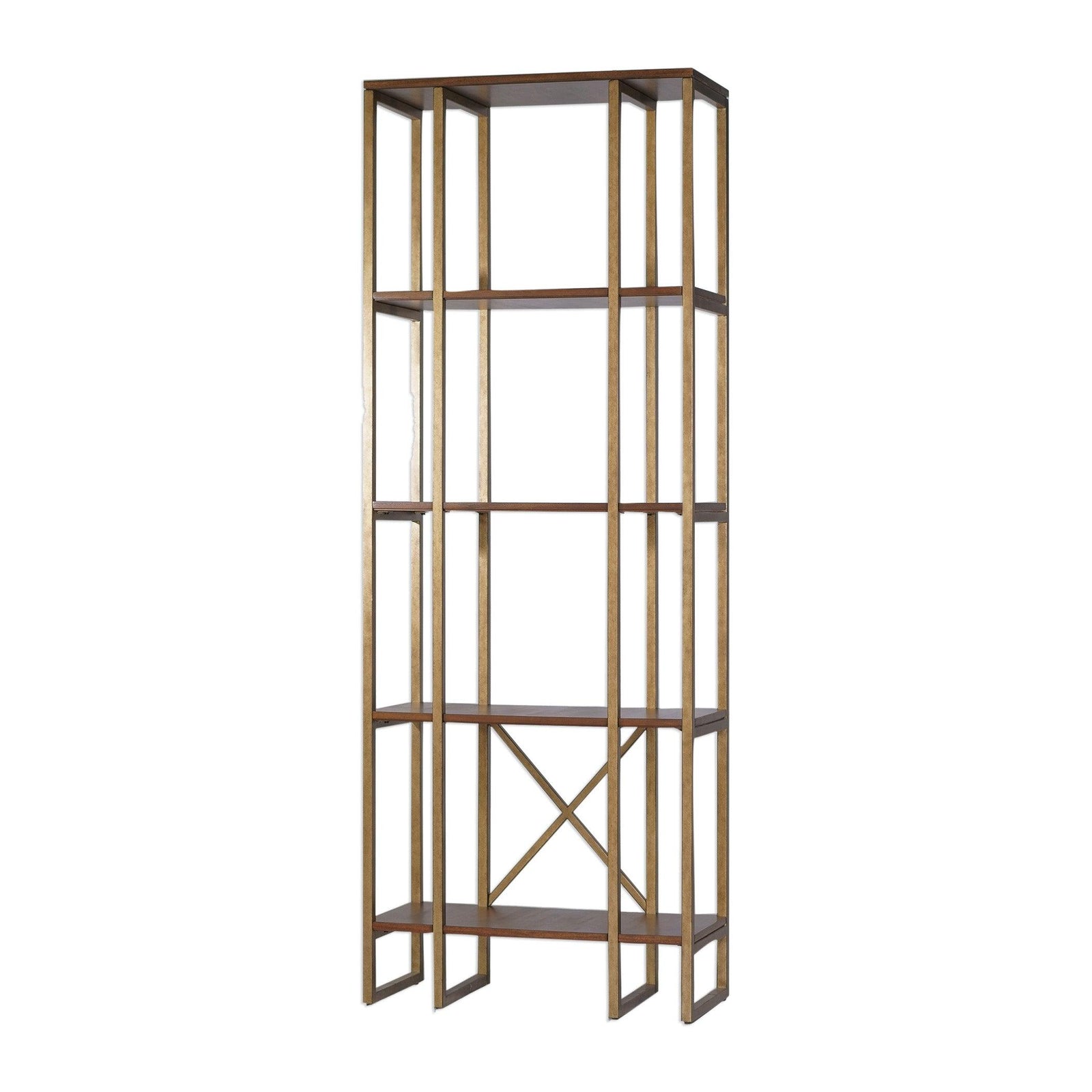 Uttermost KARISHMA ANTIQUE GOLD ETAGERE BOOKCASES + SHELVES