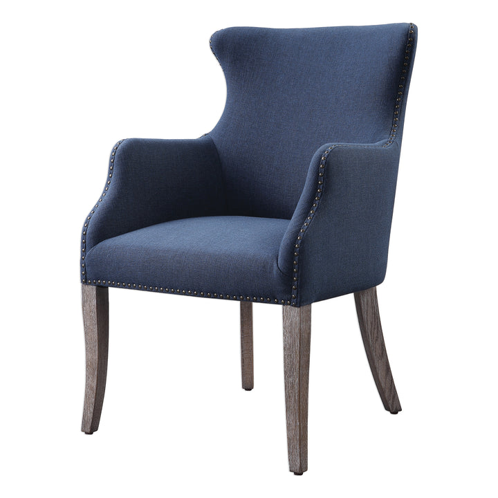 Yareena Blue Wing Chair - AmericanHomeFurniture