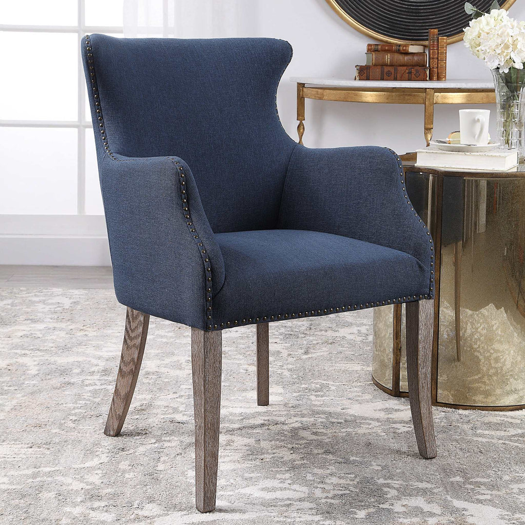 Yareena Blue Wing Chair - AmericanHomeFurniture