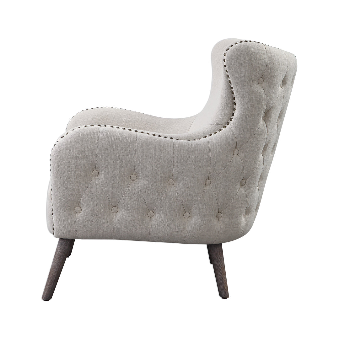 Donya Cream Accent Chair - AmericanHomeFurniture