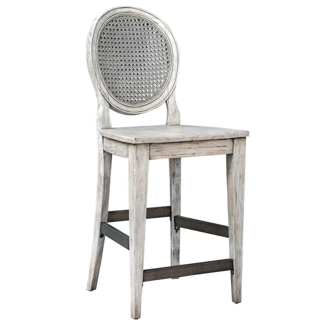 CLARION AGED WHITE COUNTER STOOL - AmericanHomeFurniture