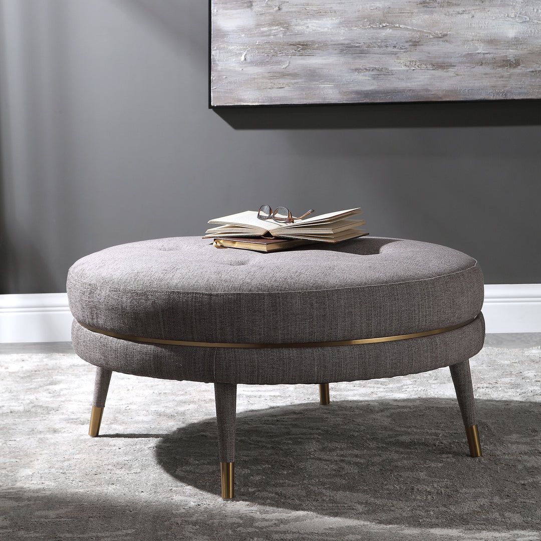 BLAKE MODERN TAUPE OTTOMAN - AmericanHomeFurniture