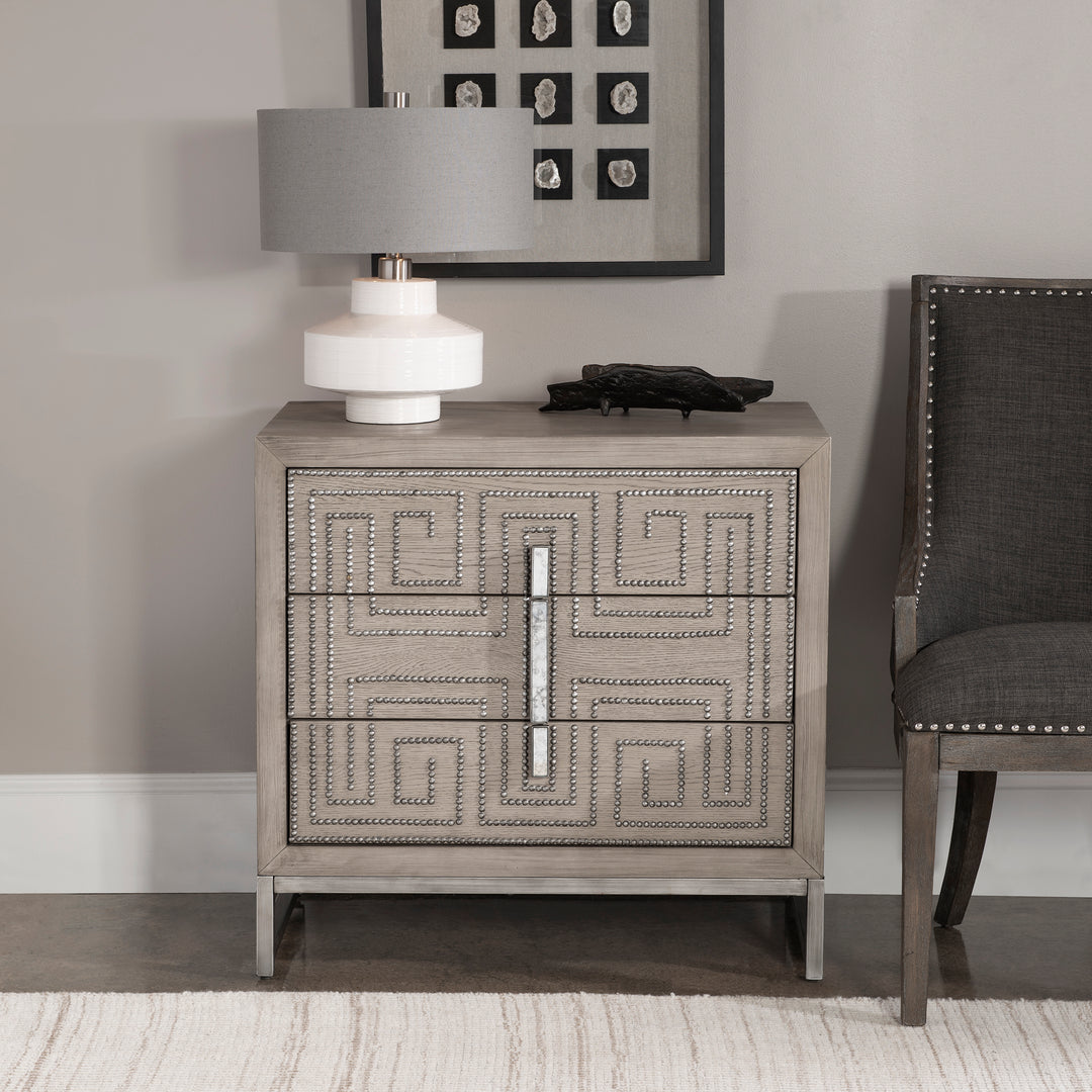 DEVYA GRAY OAK ACCENT CHEST - AmericanHomeFurniture