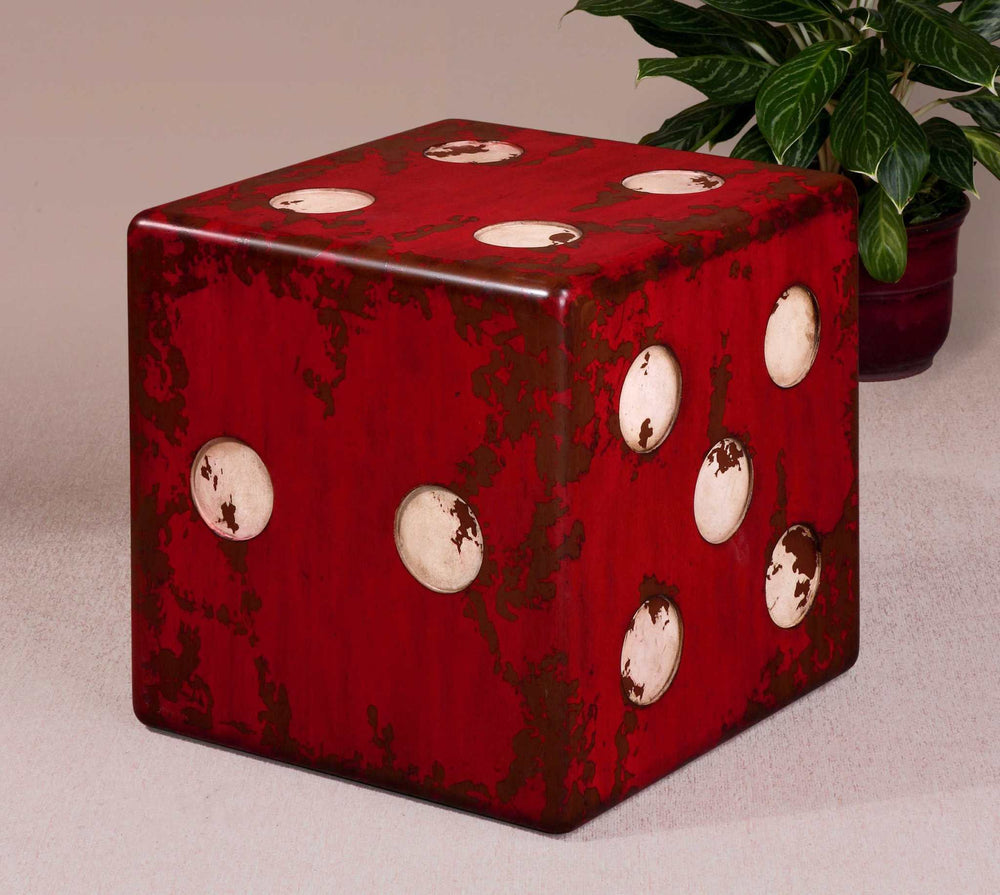 DICE RED ACCENT TABLE - AmericanHomeFurniture