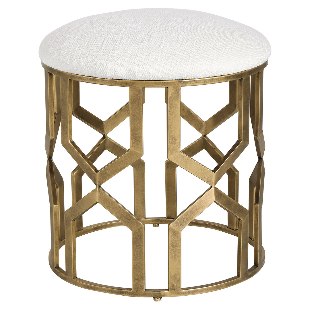 TRELLIS GEOMETRIC ACCENT STOOL - AmericanHomeFurniture