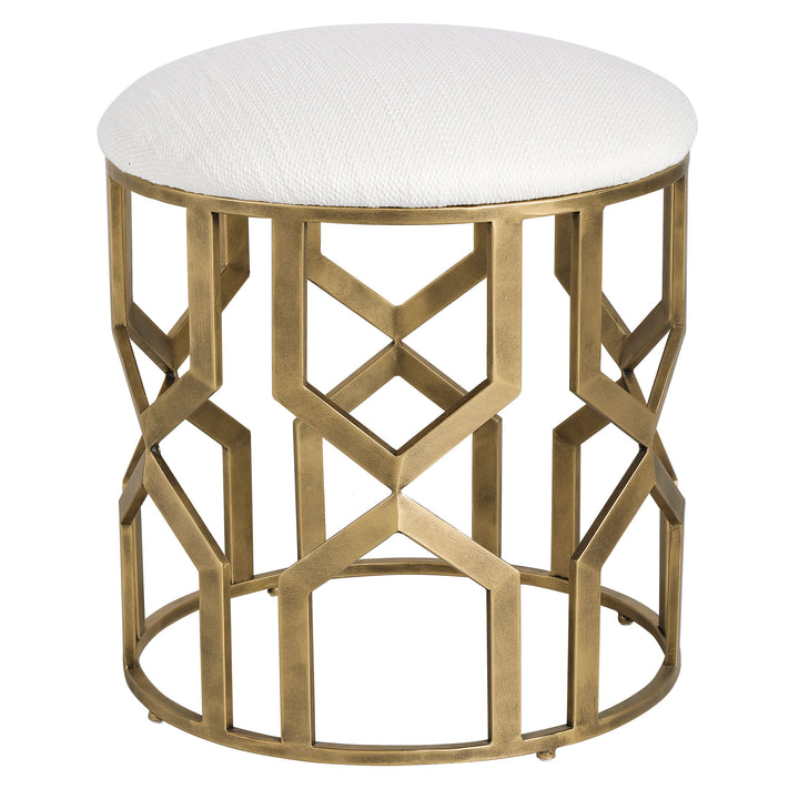 TRELLIS GEOMETRIC ACCENT STOOL - AmericanHomeFurniture