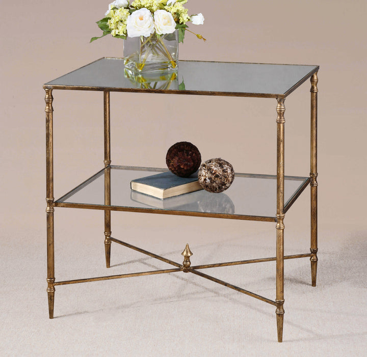 Henzler Mirrored Glass Lamp Table - AmericanHomeFurniture