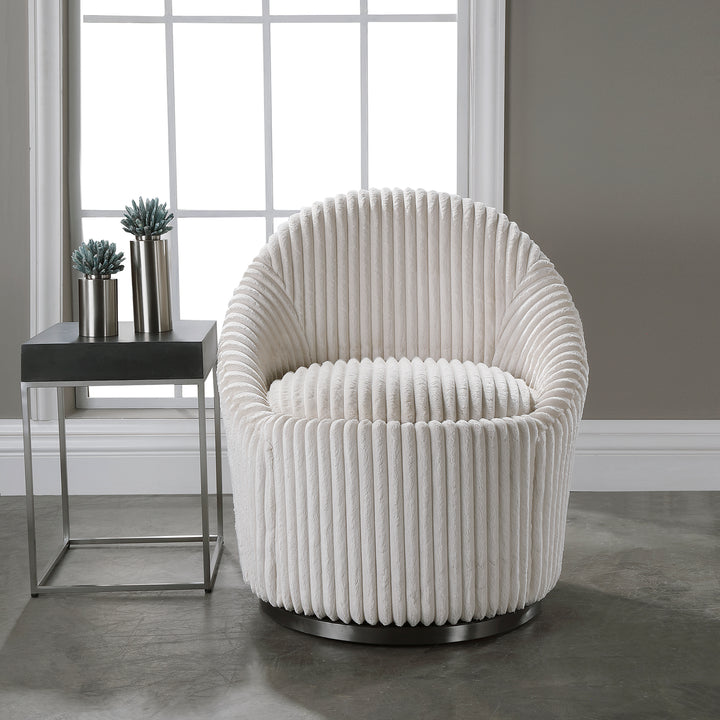 Crue White Swivel Chair - AmericanHomeFurniture