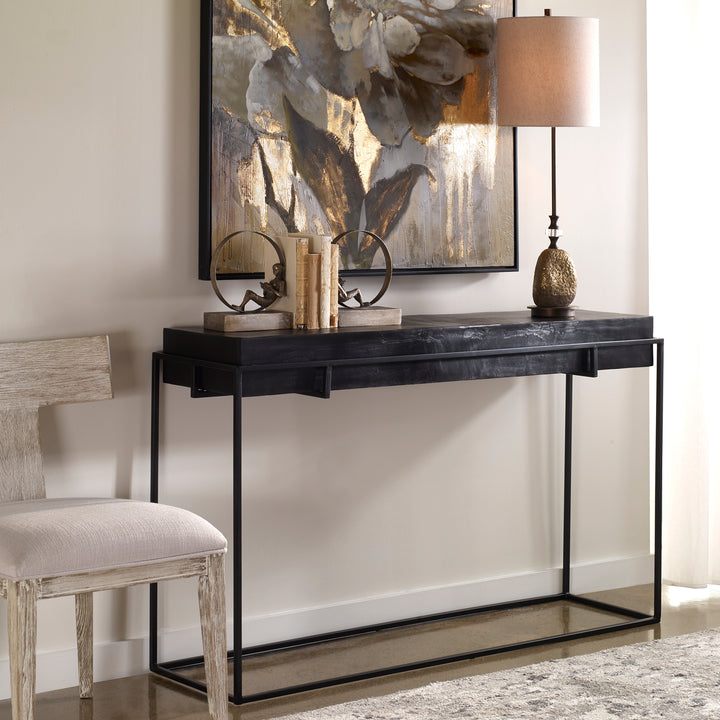 TELONE MODERN BLACK CONSOLE TABLE - AmericanHomeFurniture