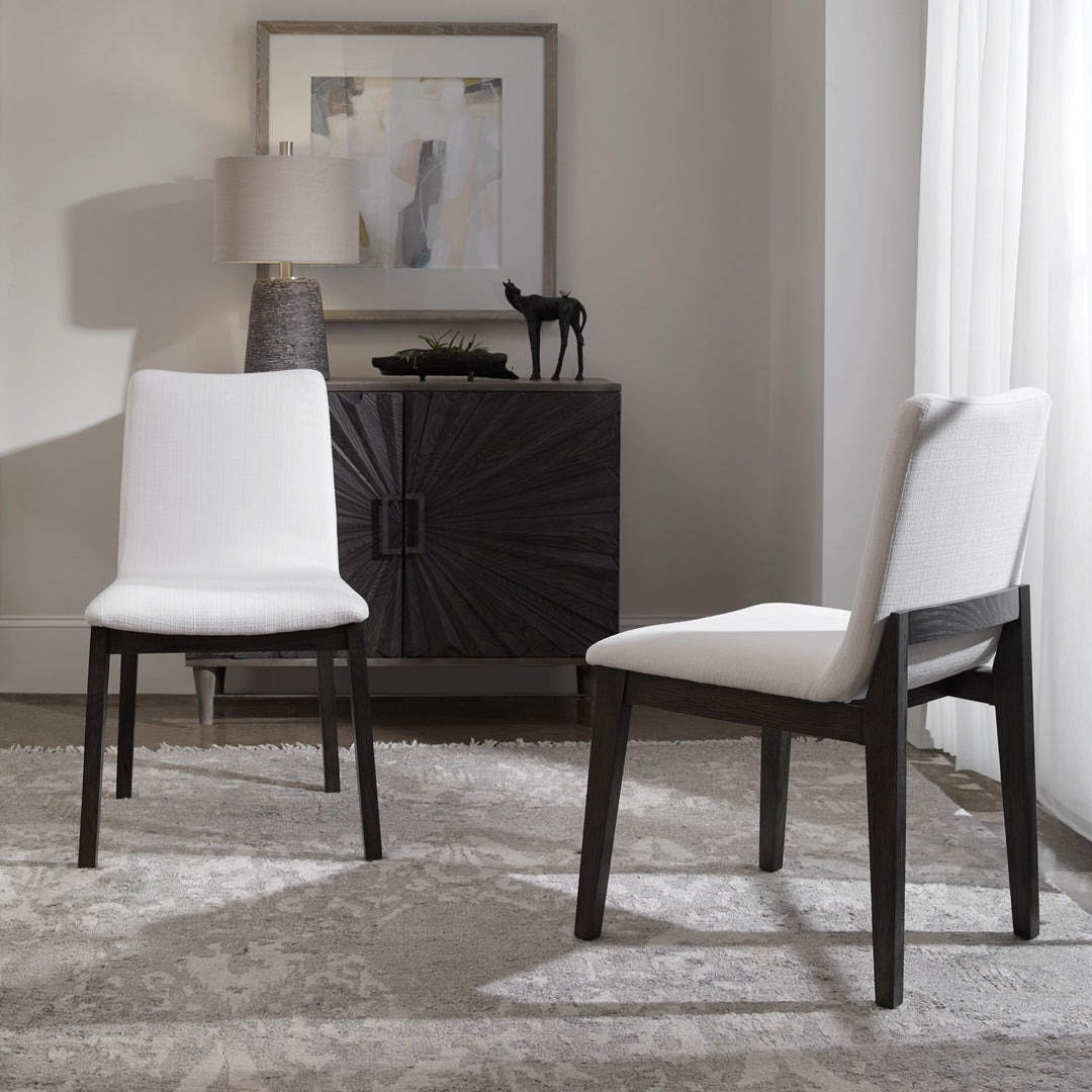 Delano White Armless Chair S/2 - AmericanHomeFurniture