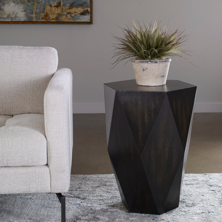 Volker Black Wooden Side Table - AmericanHomeFurniture