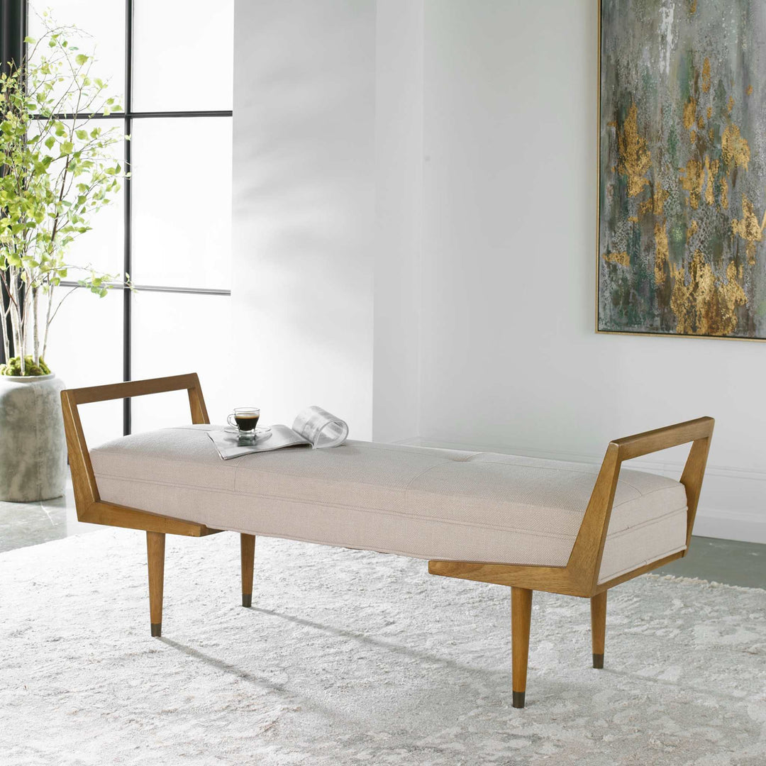 Waylon Modern Ivory Bench - AmericanHomeFurniture