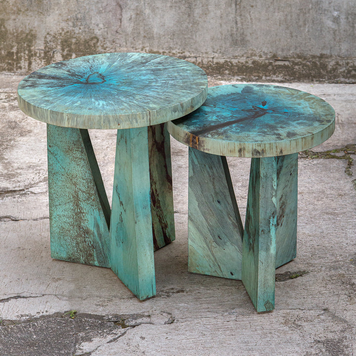 Nadette Blue Nesting Tables, S/2 - AmericanHomeFurniture