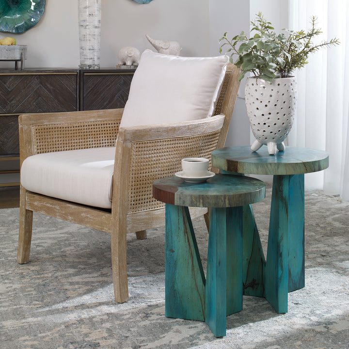 Nadette Blue Nesting Tables, S/2 - AmericanHomeFurniture