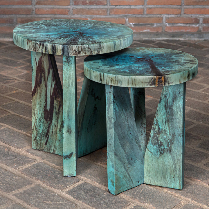 Nadette Blue Nesting Tables, S/2 - AmericanHomeFurniture