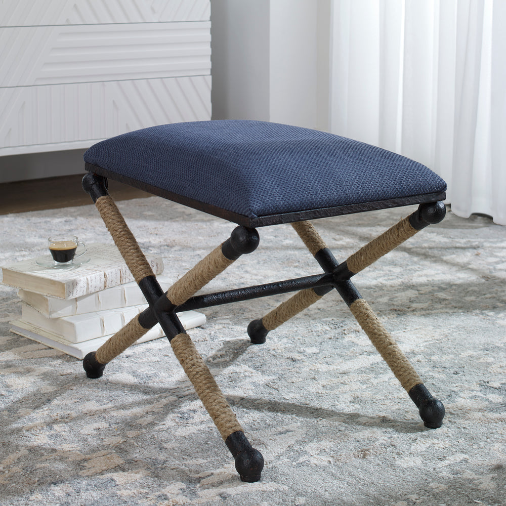 Firth Small Navy Fabric Bench - AmericanHomeFurniture