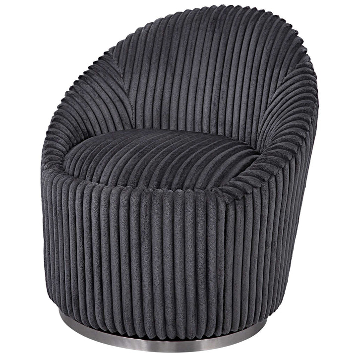 Crue Gray Fabric Swivel Chair - AmericanHomeFurniture