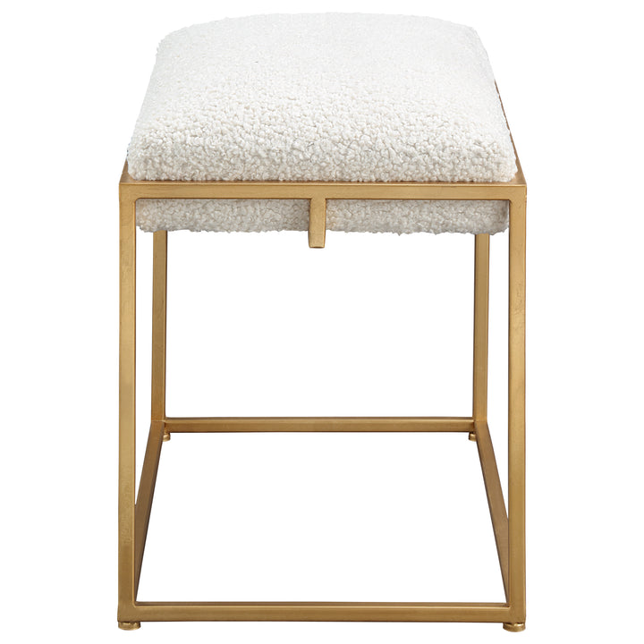 Paradox Small Gold & White Shearling Bench - AmericanHomeFurniture