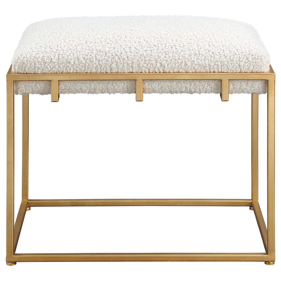 Paradox Small Gold & White Shearling Bench - AmericanHomeFurniture