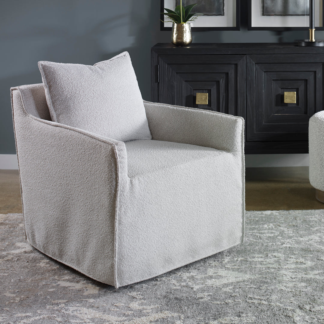 Welland Gray Swivel Chair - AmericanHomeFurniture