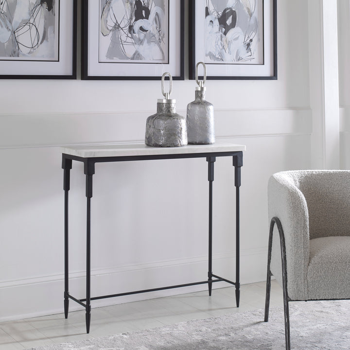 BOURGES WHITE MARBLE CONSOLE TABLE - AmericanHomeFurniture