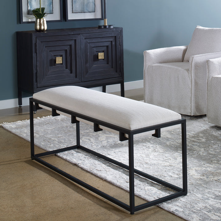 Paradox Iron & Fabric Bench - AmericanHomeFurniture