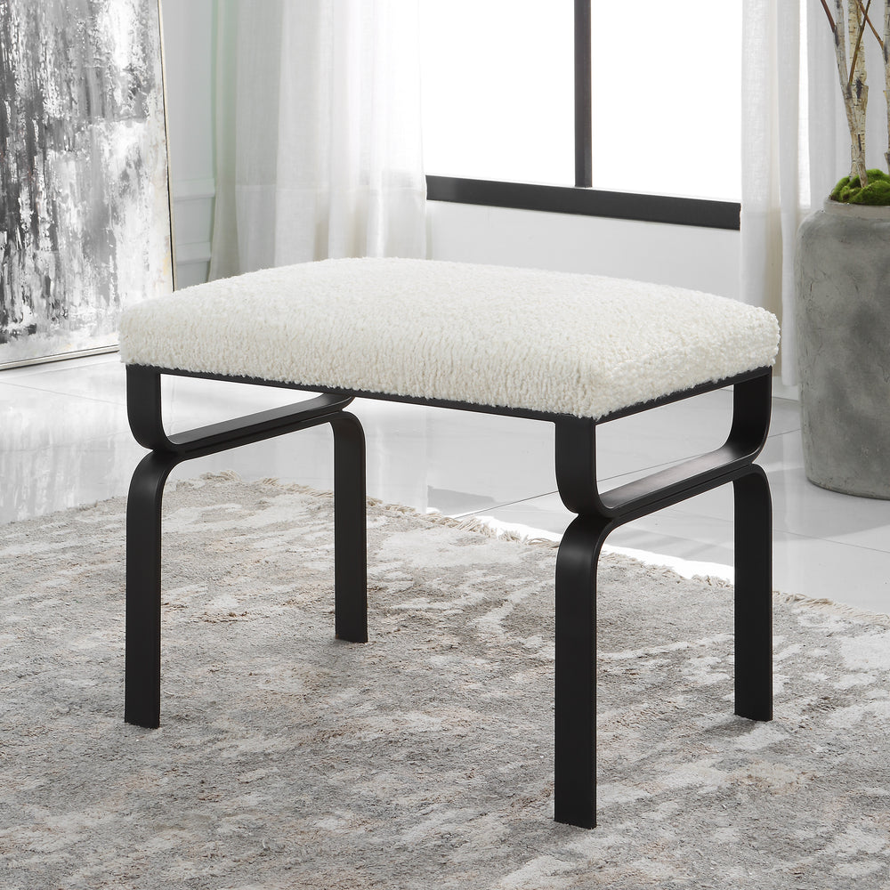Diverge White Shearling Small Bench