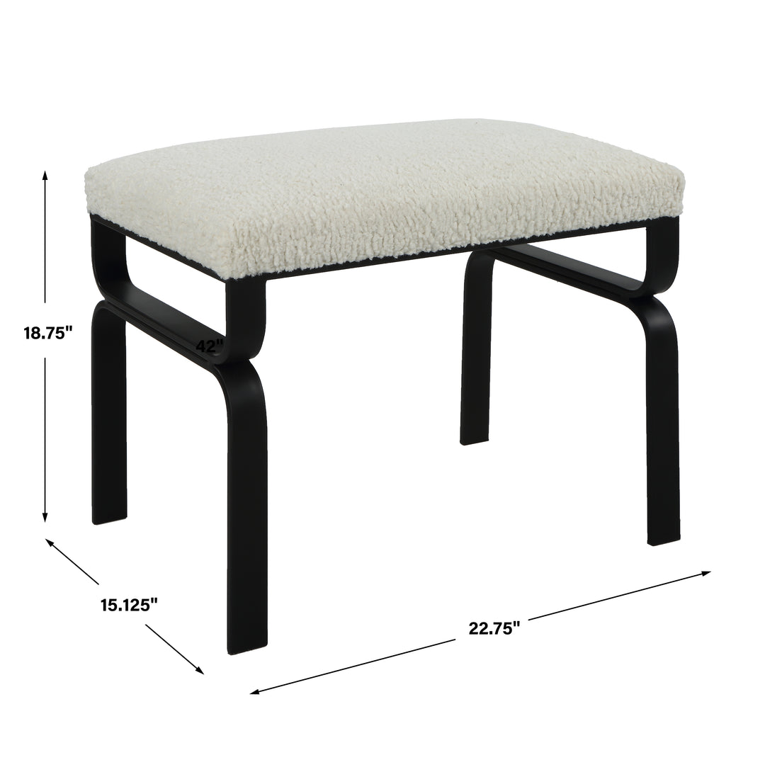 Diverge White Shearling Small Bench