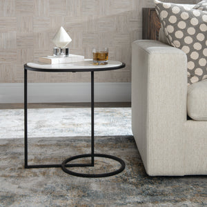 Twofold White Marble Accent Table