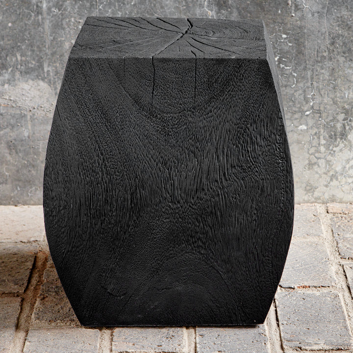 Grove Black Wooden Accent Stool