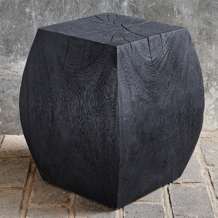 Grove Black Wooden Accent Stool
