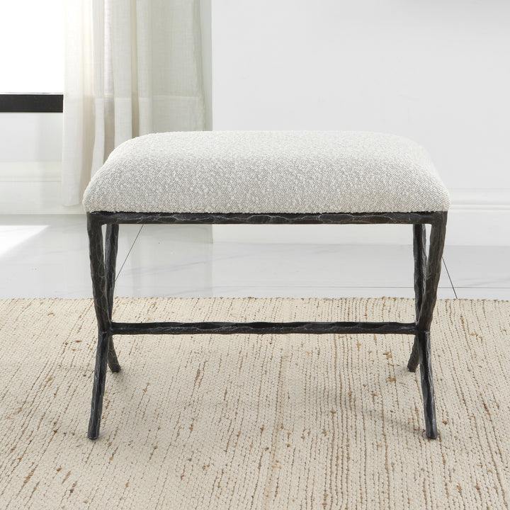 Brisby Gray Fabric Small Bench