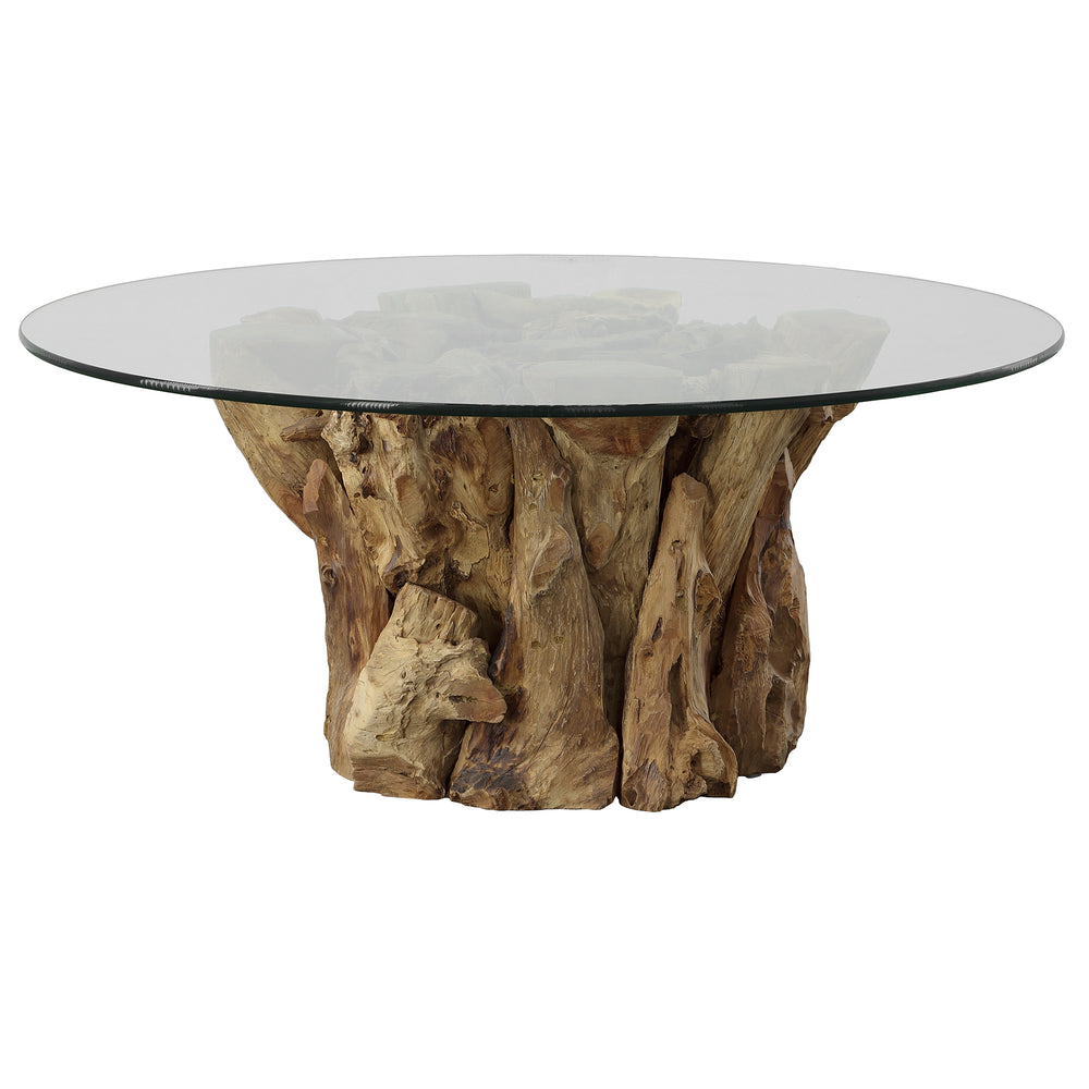 Driftwood Glass Top Large Coffee Table