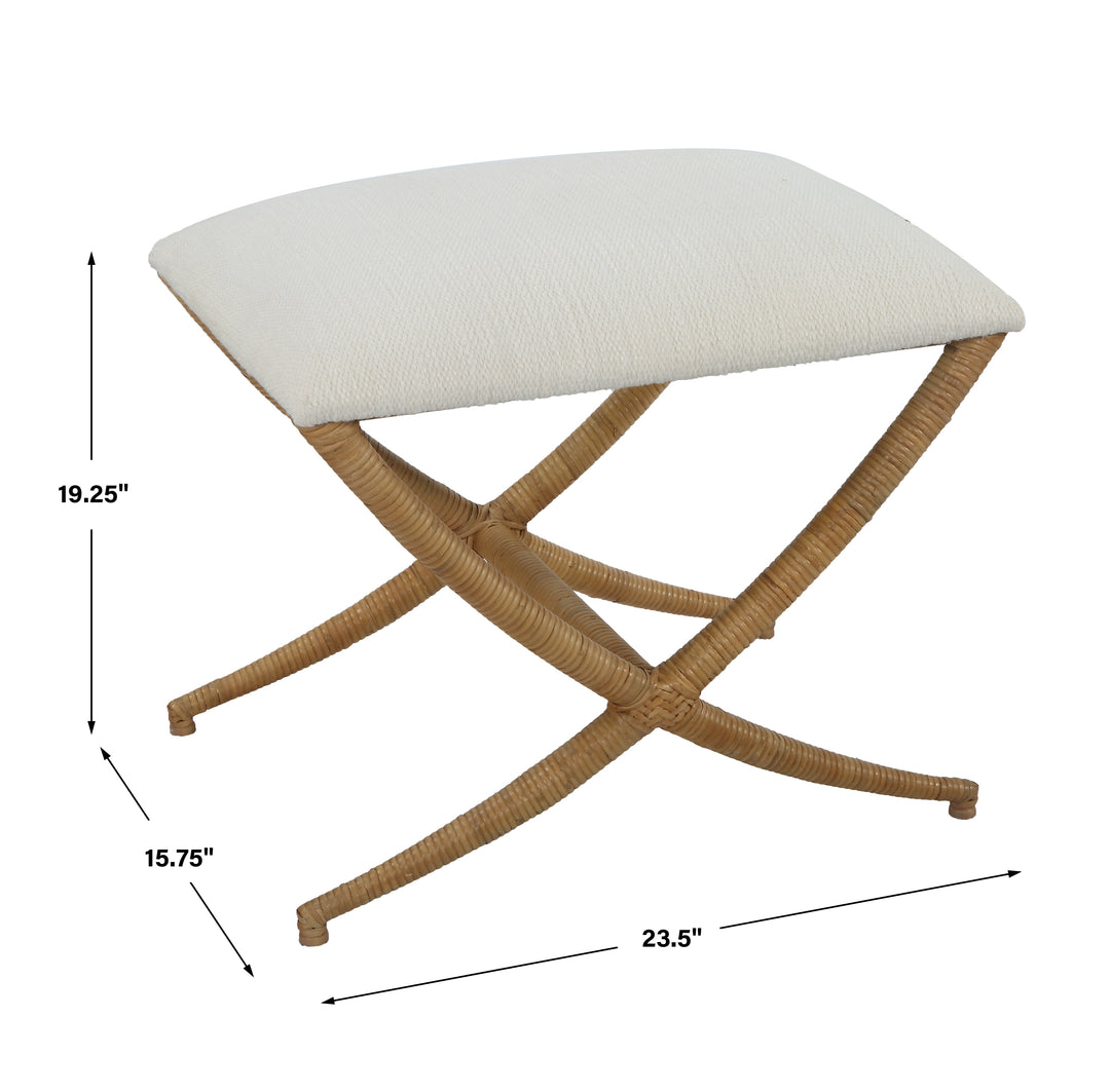 Expedition White Fabric Small Bench
