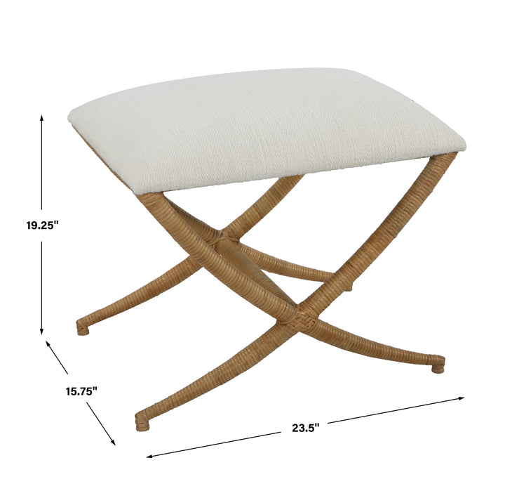 Expedition White Fabric Small Bench