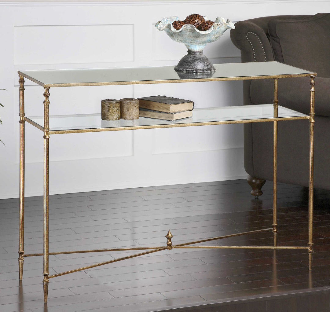 HENZLER MIRRORED GLASS CONSOLE TABLE - AmericanHomeFurniture