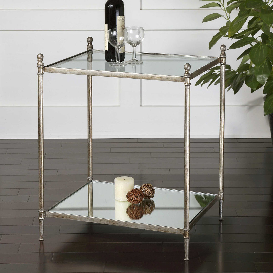 Gannon Mirrored Glass End Table - AmericanHomeFurniture