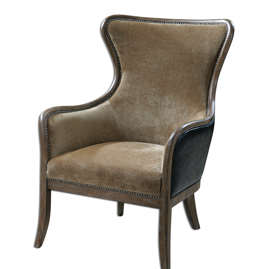 Snowden Tan Wing Chair - AmericanHomeFurniture