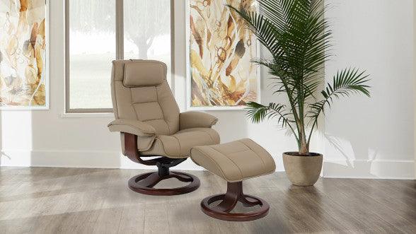 Manual/Stone/Small Recliner with Footstool - 31W x 39.7H x 31.7D