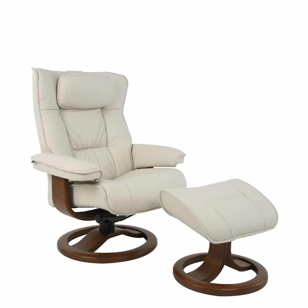 Manual/Ivory Espresso/Small Recliner with Footstool - 29.9W x 37.8H x 28.7D