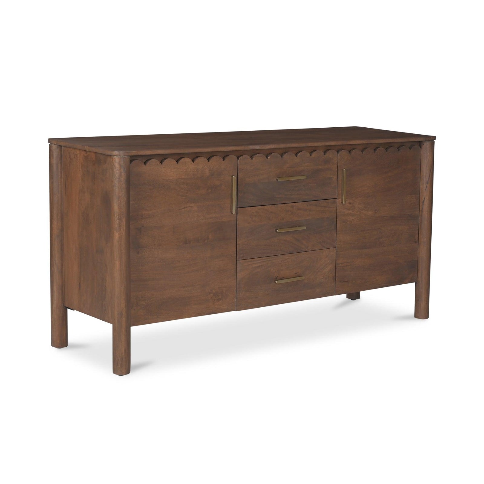 Moe's Home Collection Wiley 3 Drawer Sideboard Vintage Brown SIDEBOARDS + CREDENZAS