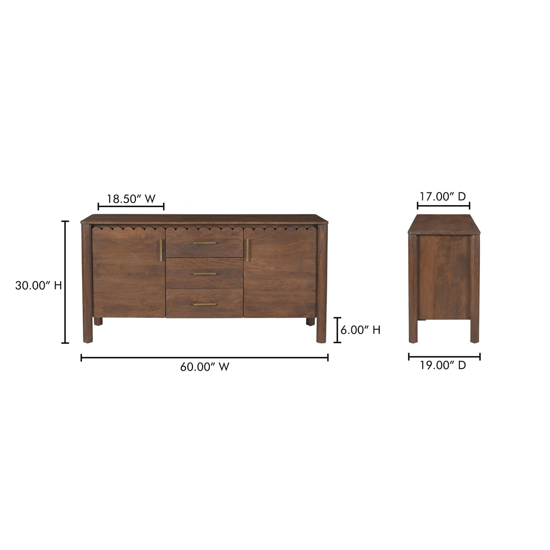 American Home Furniture | Moe's Home Collection - Wiley 3 Drawer Sideboard Vintage Brown