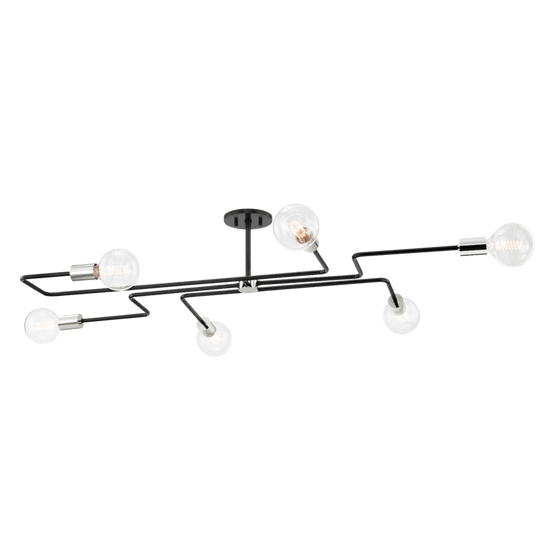 Mitzi Jena 6 Light Semi Flush Mount Polished Nickel Medium FLUSH MOUNT LIGHTING