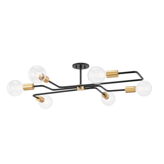 Mitzi Jena 6 Light Semi Flush Mount Aged Brass Small FLUSH MOUNT LIGHTING