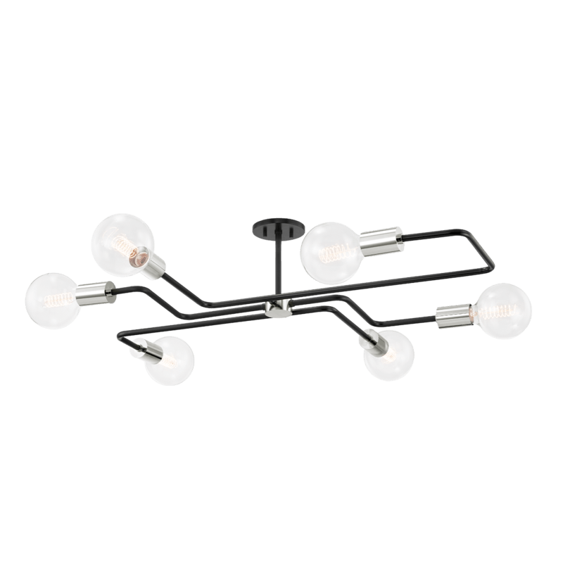 Mitzi Jena 6 Light Semi Flush Mount Polished Nickel Small FLUSH MOUNT LIGHTING