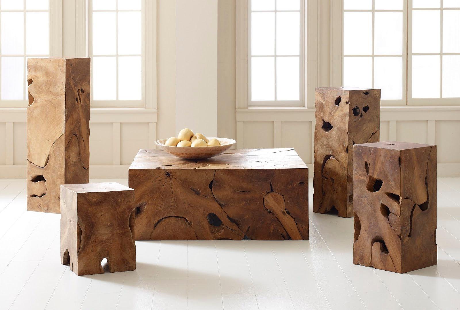 Phillips Collection Teak Slice Coffee Table, Rectangle COFFEE TABLES